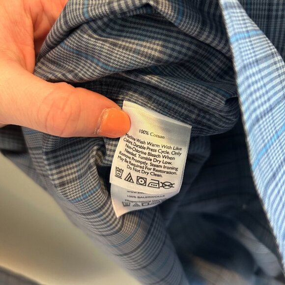 Eddie Bauer Button Down Bundle Mens Size Small Blue Plaid Long Sleeve Shirt Work - Picture 6 of 16